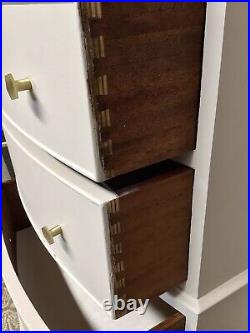 Painted Antique Vintage Bow Fronted Chest On Chest Of Drawers Tallboy Mahogany