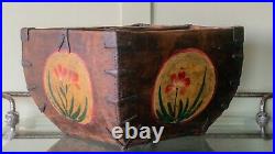 Painted Oriental Wood/ Iron Rice/ Tea Basket (Vintage, Antique)