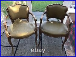 Pair Of French Louis XV Style Occasional Vintage Arm Chairs For Refurbishment