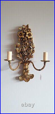 Pair Of Vintage Giltwood Wall Sconces