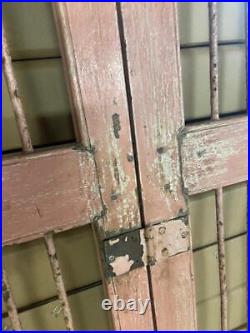Pair Pink Original Antique Vintage Rustic Indian Doors Wood & Metal Grills