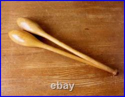 Pair Vintage / Antique Indian Clubs. Decorative Wood Gym Weights Exercise Meels
