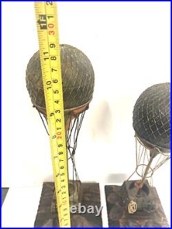 Pair Vintage Hot Air Balloon Wood From Spain Antique