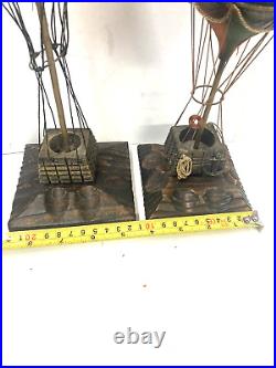 Pair Vintage Hot Air Balloon Wood From Spain Antique