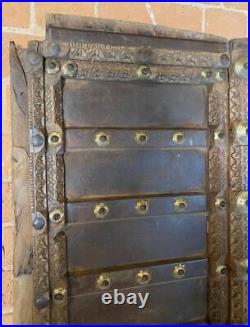Pair of Antique Original Old Vintage Indian Doors Wood & Metal