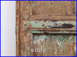Pair of Antique Vintage Worn Paint Indian Wooden Shutters Doors (MILL-556)