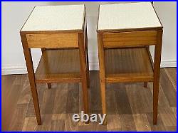 Pair of Vintage Mid Century MOD Retro Remploy teak bedside / side tables