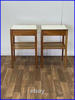 Pair of Vintage Mid Century MOD Retro Remploy teak bedside / side tables