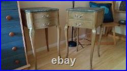 Pair of vintage Bedside Tables 2 Drawers Shabby Chic Retro Solid wood Antique
