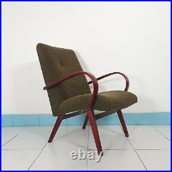 Pair of vintage mid-century armchairs TON, Halabala style, for reupholstering