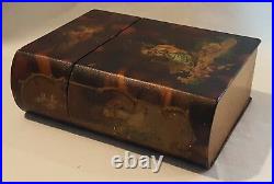 Papier mache wood vintage Victorian antique hand panted book box
