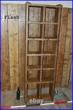 Pigeon holes industrial rustic bookcase 8 wood vintage library shelves gplanera