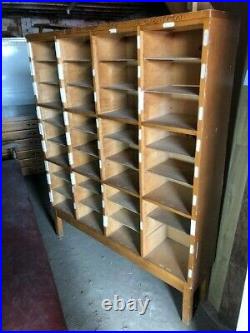 Pigeonholes bookcase storage school Vintage pine & beech 54 x 11 x 66 tall