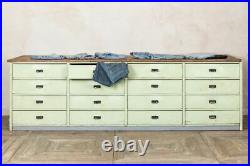 Pine And Oak Haberdashery Vintage Green Chest Of Drawers