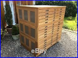 Plan chest 15 drawer mid century architect map artist vintage 1950s solid wood
