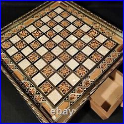 Premium Chess Board Handmade Premium Vintage Antique Chess Checkers wood set