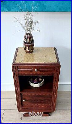 Pretty Antique / Vintage French Marble Topped Bedside Cabinet / Pot Cupboard