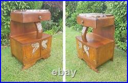 Pretty Deco Style Antique/Vintage French Marble Topped Bedside Cabinet/Cupboard