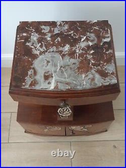 Pretty Deco Style Antique/Vintage French Marble Topped Bedside Cabinet/Cupboard