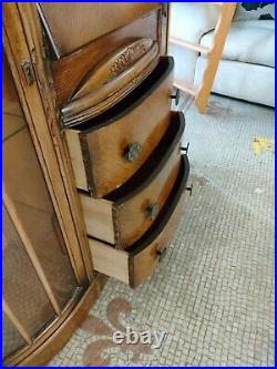 REduced Vintage dark wood bureau cabinet art deco arts & crafts VID CLIP