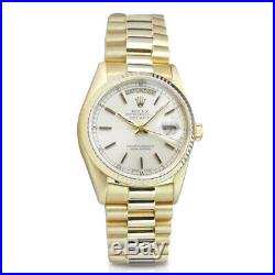 ROLEX 18kt Gold Day Date PRESIDENT Silver Stick 18038 SANT BLANC