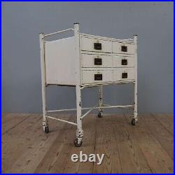 Rare Antique Vintage Down Bros Medical Trolley Industrial Drawers Cabinet Bank