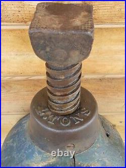 Rare Antique Vintage Haley's Patent 4 Tones Very Large Wood & Metal Screw Jack