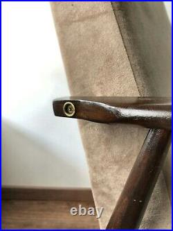 Recycled Fabric Mid Century Vintage Danish Style beige velvet Armchair 60