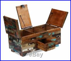 Retro Storage Chest Wooden Coffee Side Table Vintage Trunk Treasure Box Antique