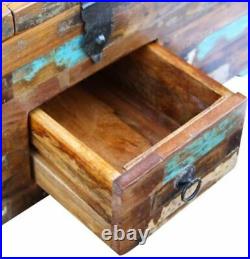 Retro Storage Chest Wooden Coffee Side Table Vintage Trunk Treasure Box Antique