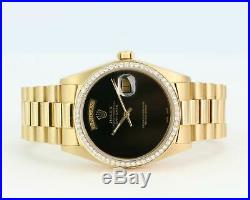 Rolex 36mm Day-Date 18038 Presidential 18k Yellow Gold Black Onyx with Diamonds
