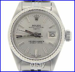 Rolex Date Lady Stainless Steel & 18K White Gold Watch Jubilee Silver Dial 6917