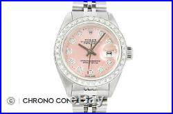Rolex Ladies Datejust 18K White Gold & Stainless Steel Pink Diamond Dial Watch