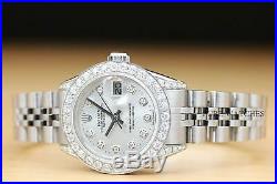 Rolex Ladies Datejust 1.10 Ct Diamond Bezel & Lugs 18k White Gold Steel Watch