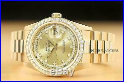 Rolex Mens Day Date Factory String Diamond Dial 18k Gold Watch 1.60 Ct Bezel