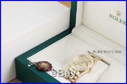 Rolex Mens President Day Date Factory Diamond Dial 18k Yellow Gold Watch