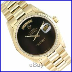 Rolex Watch Mens 36mm Day-Date 18038 Presidential Gold Black Onyx Dial