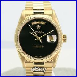 Rolex Watch Mens 36mm Day-Date 18038 Presidential Gold Black Onyx Dial