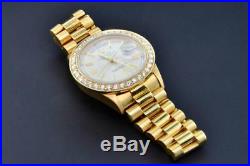 Rolex Watch President Day-Date 18K Yellow Gold Custom Diamond Watch Bezel 36mm