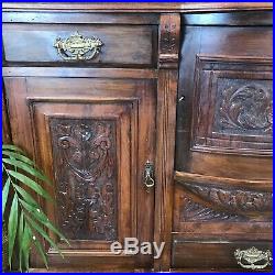 Rustic Antique Vintage Sideboard Carved Cabinet Cupboard Drawers
