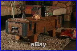 Rustic Coffee Table Wood Pine Chest Trunk Blanket Box Vintage Cottage