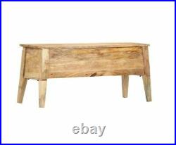Rustic Wooden Chest Vintage Bench Blanket Toy Old Antique Storage Box Solid Wood