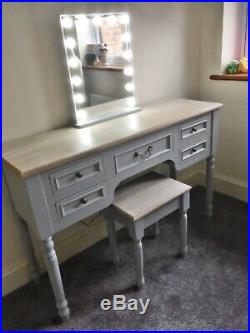 Shabby Chic Dressing Table Set With Stool Antique Grey Vintage Console Makeup Desk