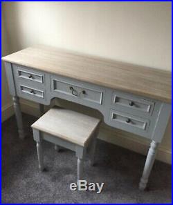 Shabby Chic Dressing Table Set With Stool Antique Grey Vintage Console Makeup Desk