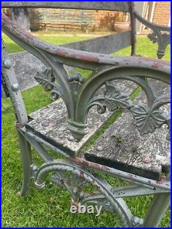 Small Antique Vintage Victorian Iron & Wood Garden Bench