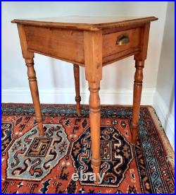 Small Victorian Antique Pine Table With End Drawer