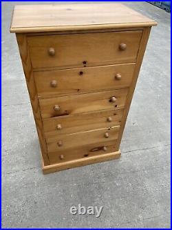 Solid Vintage Chunky Pine Tallboy Chest Of Drawers. Antique