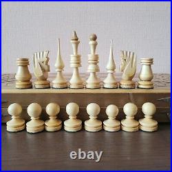 Soviet chess set 90s Carved Vintage Wooden antique russian Wood