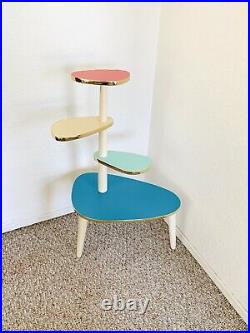 Space Age Plant Stand Mid Century Side Table Formica End Table Vintage 50s 60s