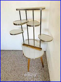 Space Age Plant Stand Mid Century Side Table Formica Planter End Table Vintage